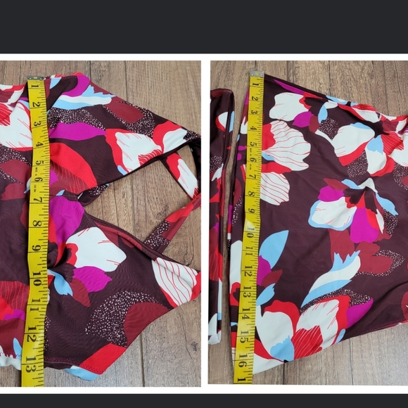 Athleta Plunge Tankini Hero Bloom Decadent Chocolate full bottom swimwear small - Picture 14 of 16